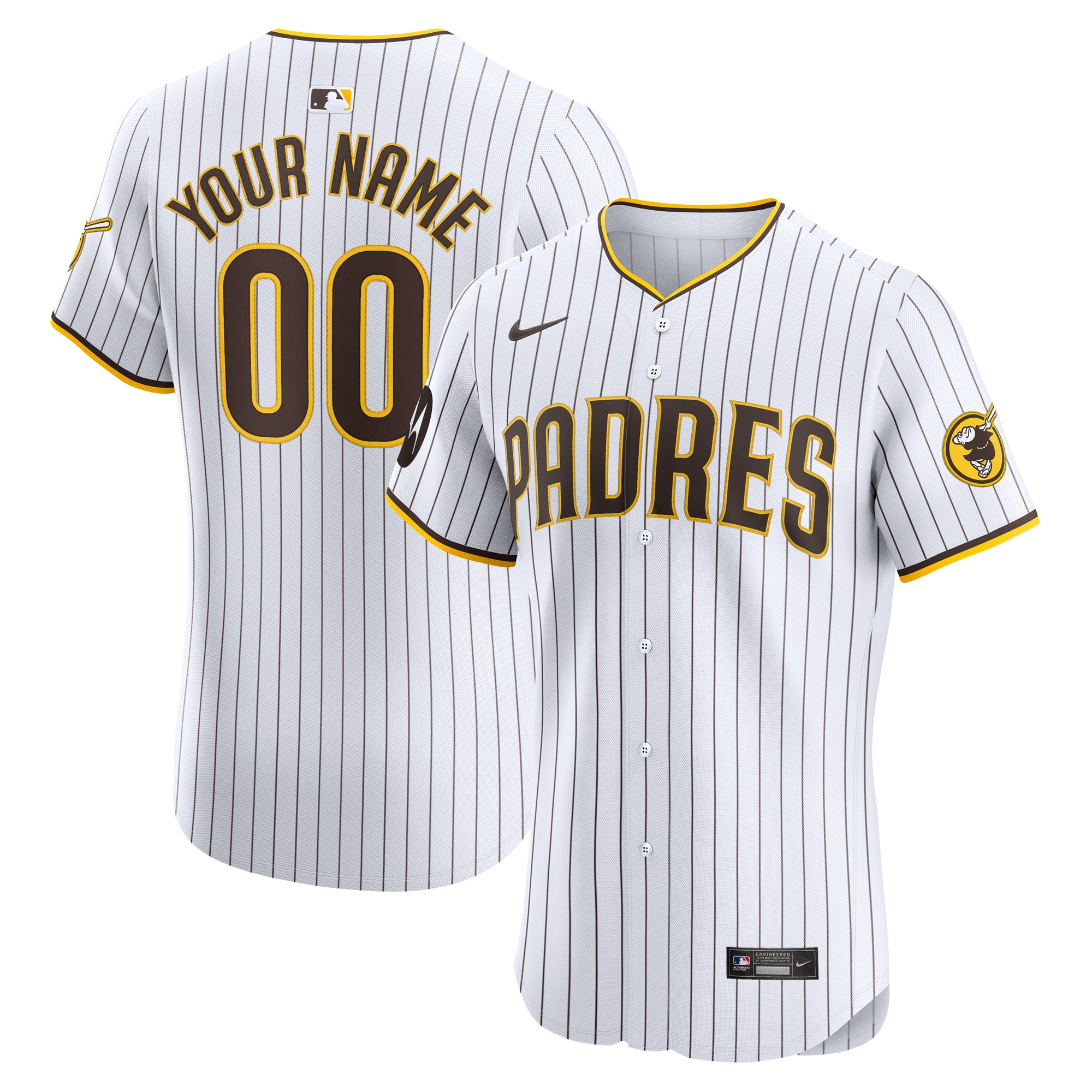 San Diego Padres  Home Elite Custom Patch Jersey - White