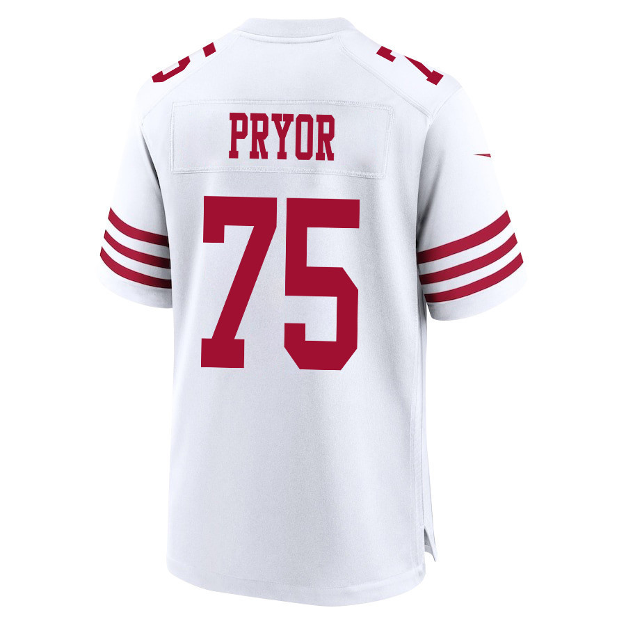Matt Pryor 75 San Francisco 49ers Super Bowl LVIII Patch Game Men Jersey - White