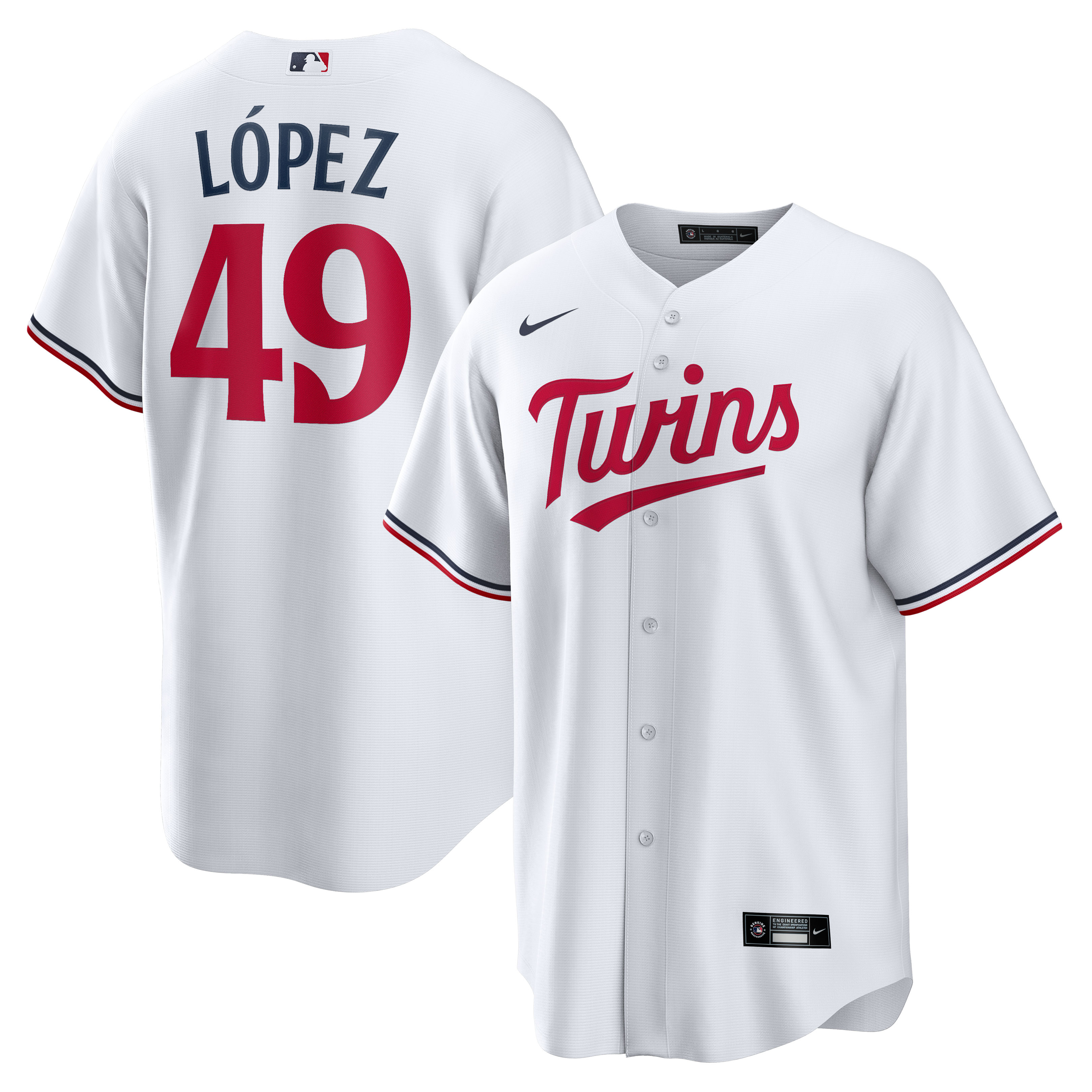 Pablo L\u00c3\u00b3pez Minnesota Twins Home Replica Player Jersey - White