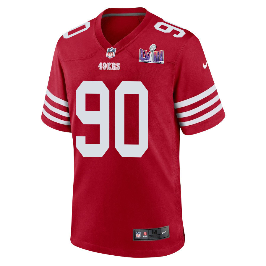 Kevin Givens 90 San Francisco 49ers Super Bowl LVIII Patch Game Men Jersey - Scarlet