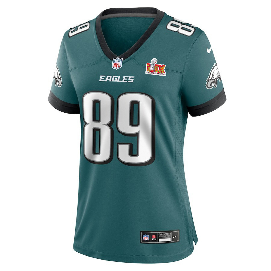 Johnny Wilson #89 Philadelphia Eagles Super Bowl LIX Women's Jersey - Midnight Green