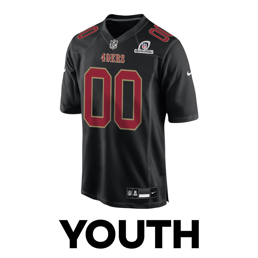 San Francisco 49ers Super Bowl LVIII Patch Fashion Game Custom YOUTH Jersey - Carbon Black