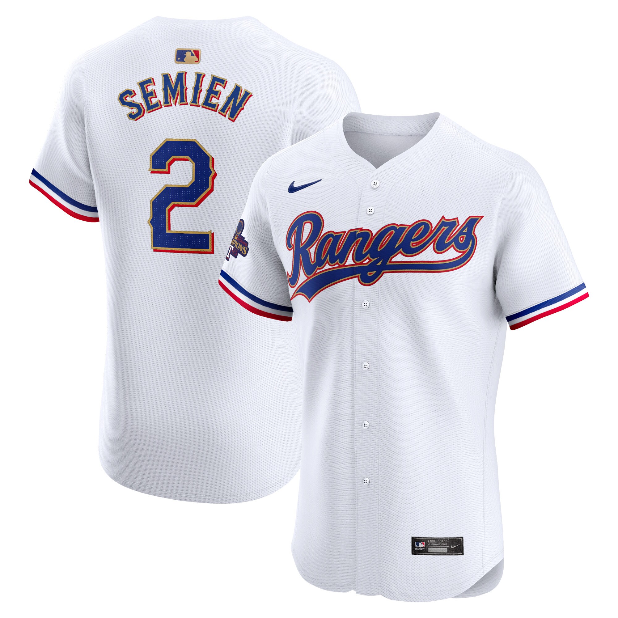 Marcus Semien Texas Rangers 2024 Gold Collection Elite Player Jersey White