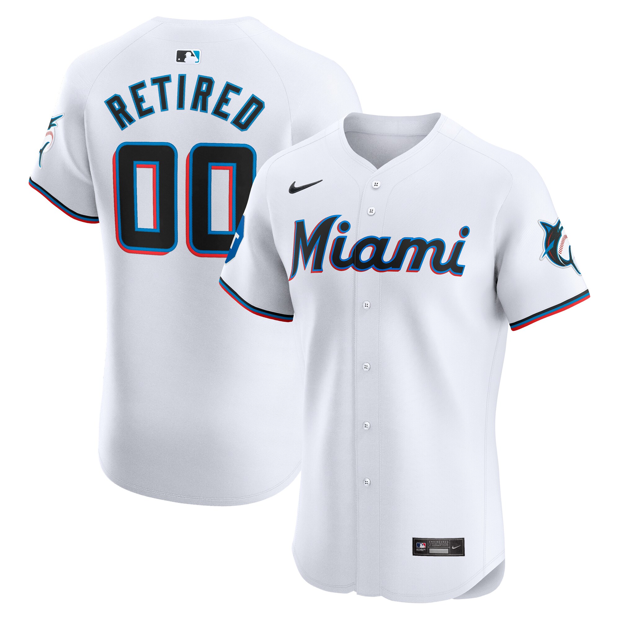 Miami Marlins Home Elite Pick-A-Player Retired Roster Patch Jersey - White