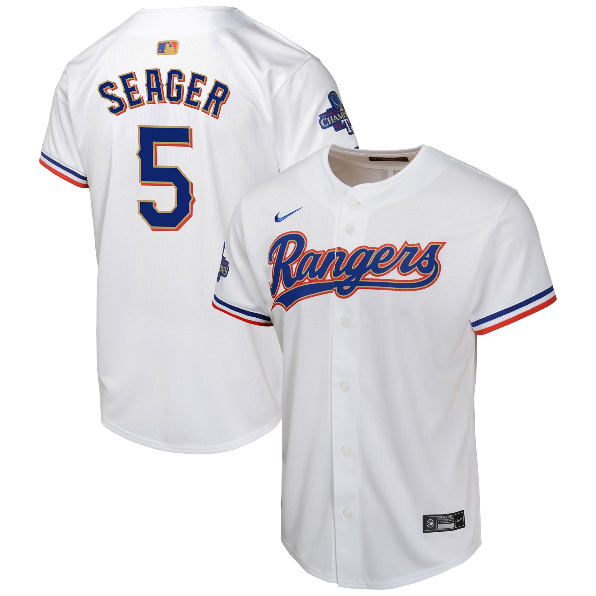 Corey Seager Texas Rangers Youth 2024 Gold Collection Limited Player Jersey White