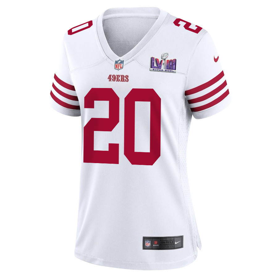 Ambry Thomas 20 San Francisco 49ers Super Bowl LVIII Patch Game Women Jersey - White
