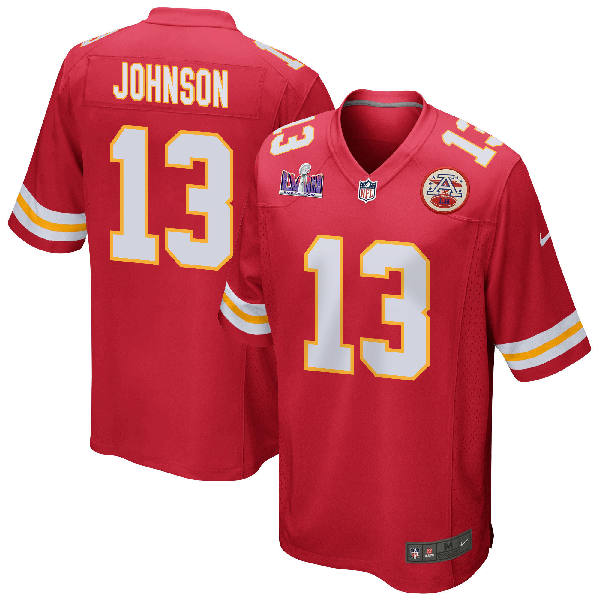 Nazeeh Johnson 13 Kansas City Chiefs Super Bowl LVIII Patch Game Men Jersey - Red