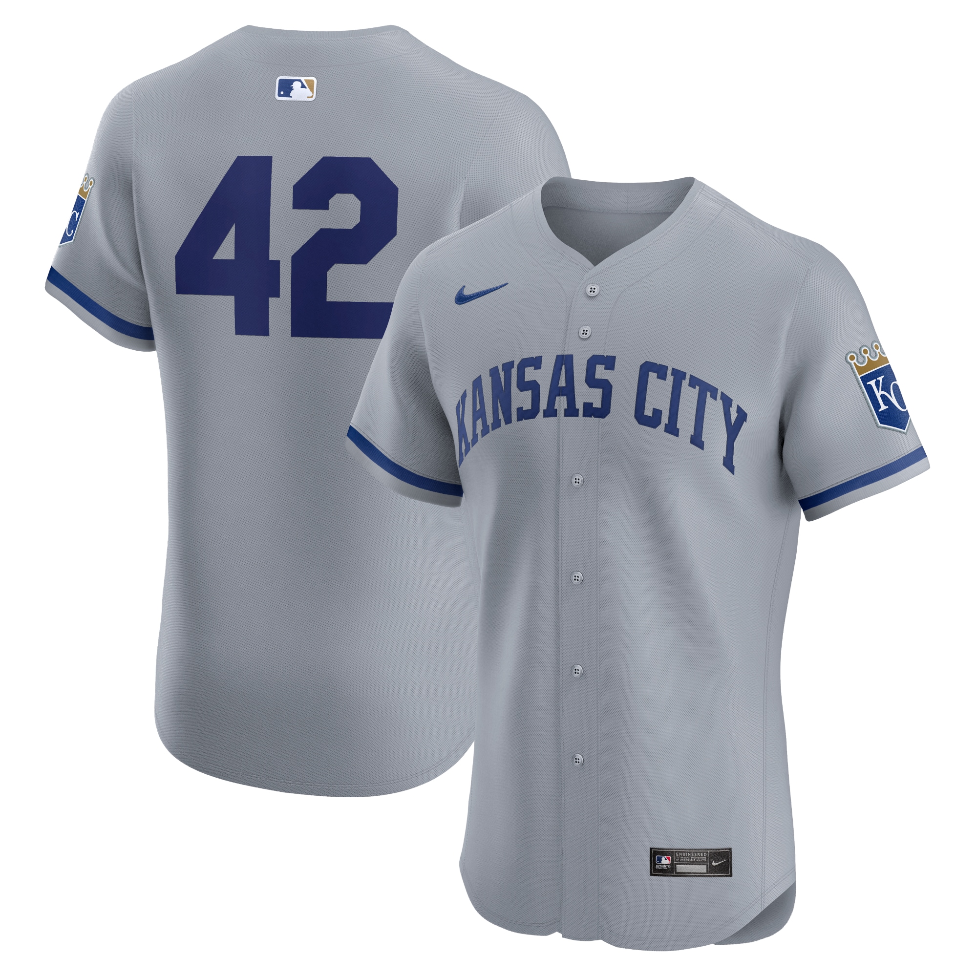 Kansas City Royals  Road 2024 Jackie Robinson Day Elite Jersey - Gray