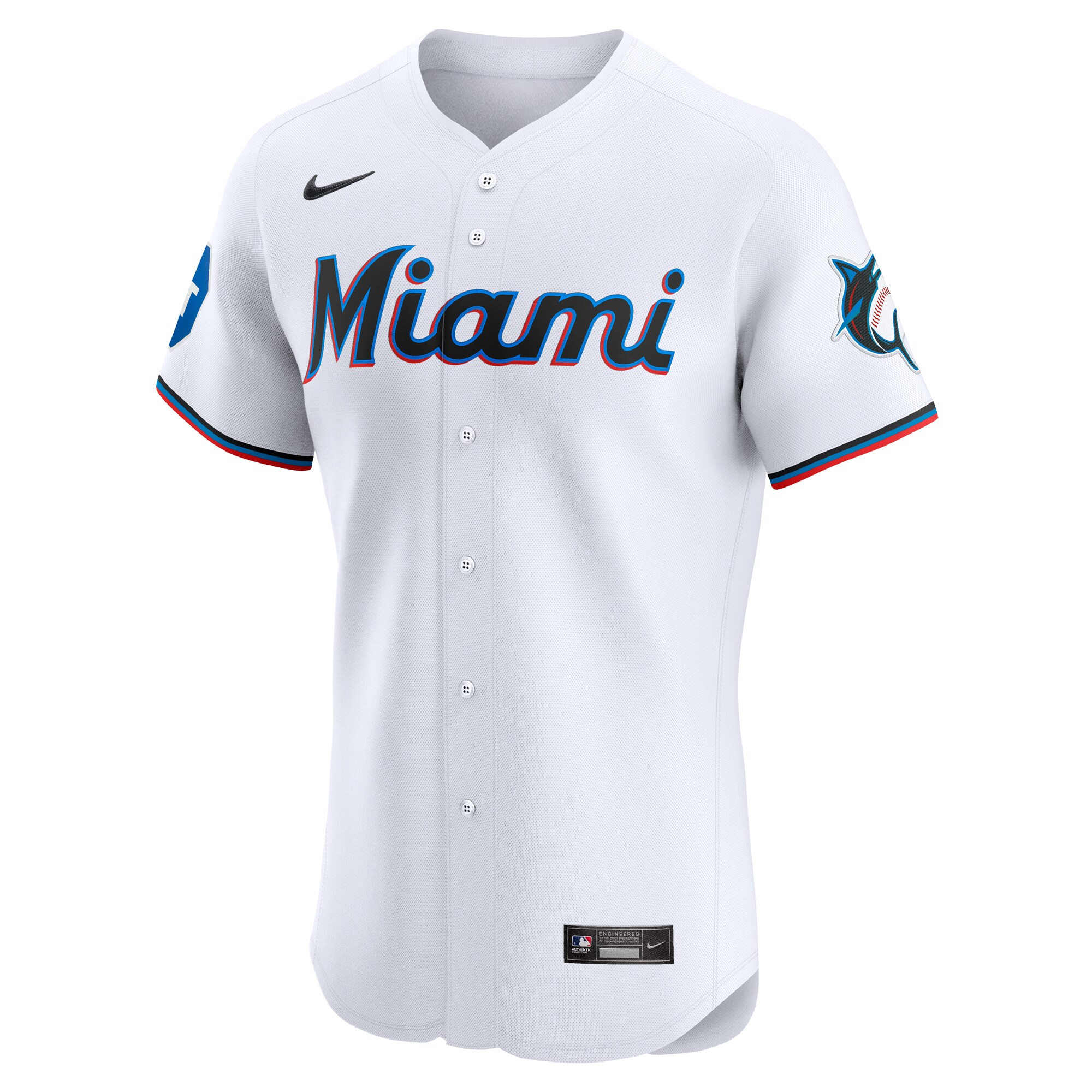 Miami Marlins  Home Elite Patch Jersey - White