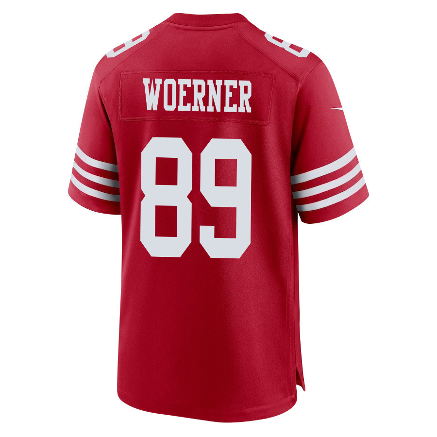 Charlie Woerner 89 San Francisco 49ers Super Bowl LVIII Patch Game Men Jersey - Scarlet