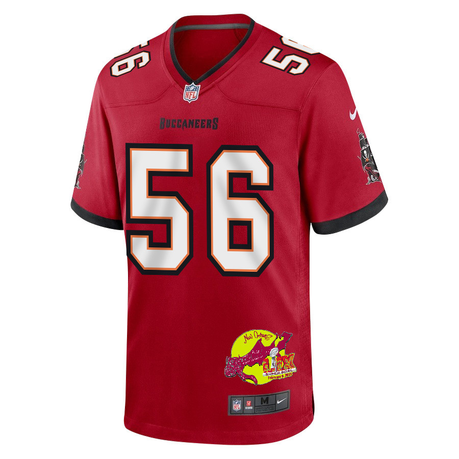 Shaquil Barrett 56 Tampa Bay Buccaneers Super Bowl LIX New Orleans Patch Game Men Jersey - Red