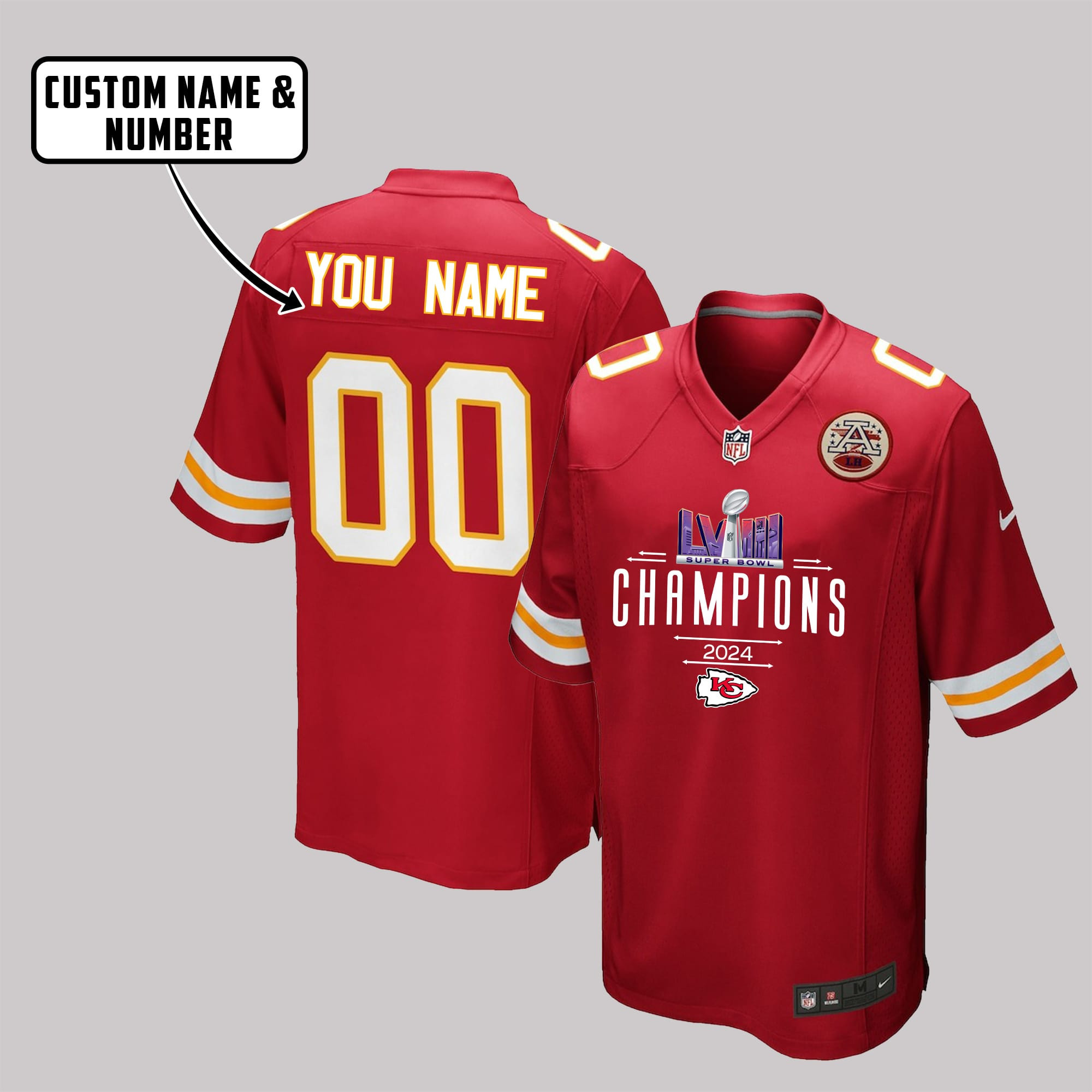 Kansas City Chiefs Super Bowl LVIII Game Jersey - Men, Red V2
