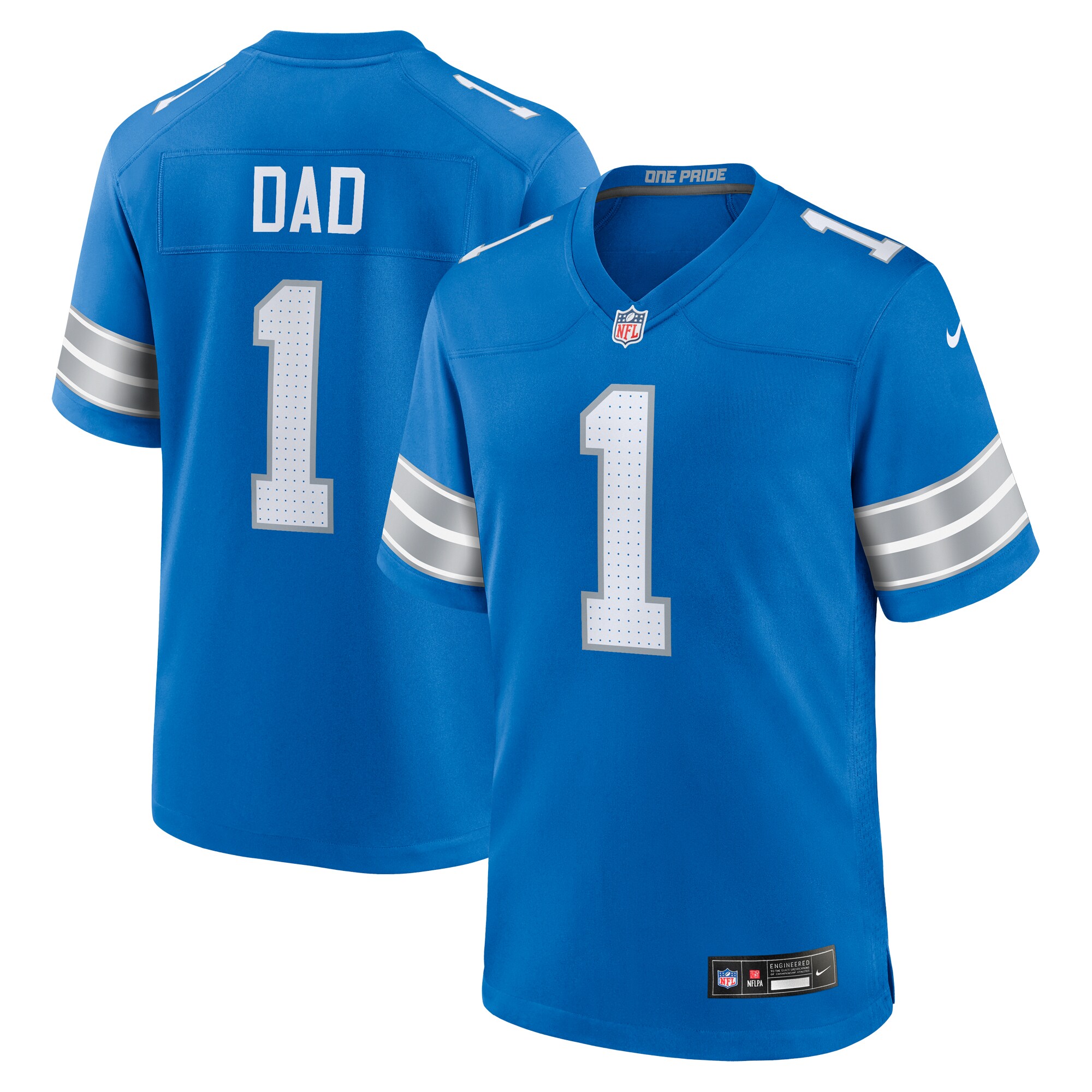 Number 1 Dad Detroit Lions  Game Jersey - Blue
