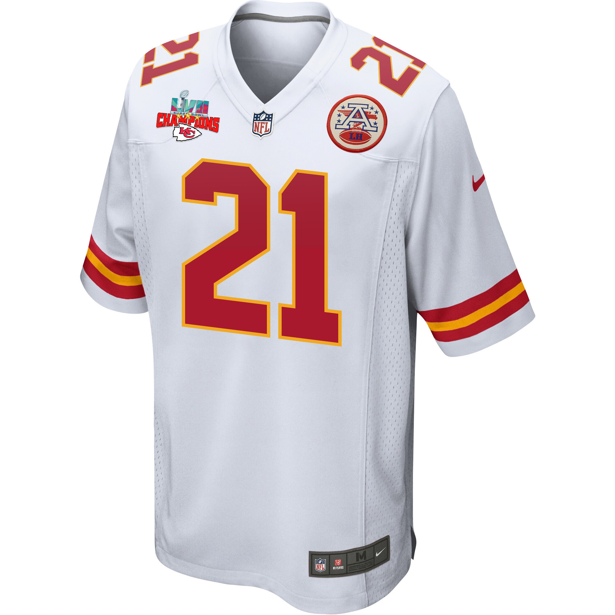 Trent McDuffie 21 Kansas City Chiefs Super Bowl LVII Champions 3 Stars Men Game Jersey - White