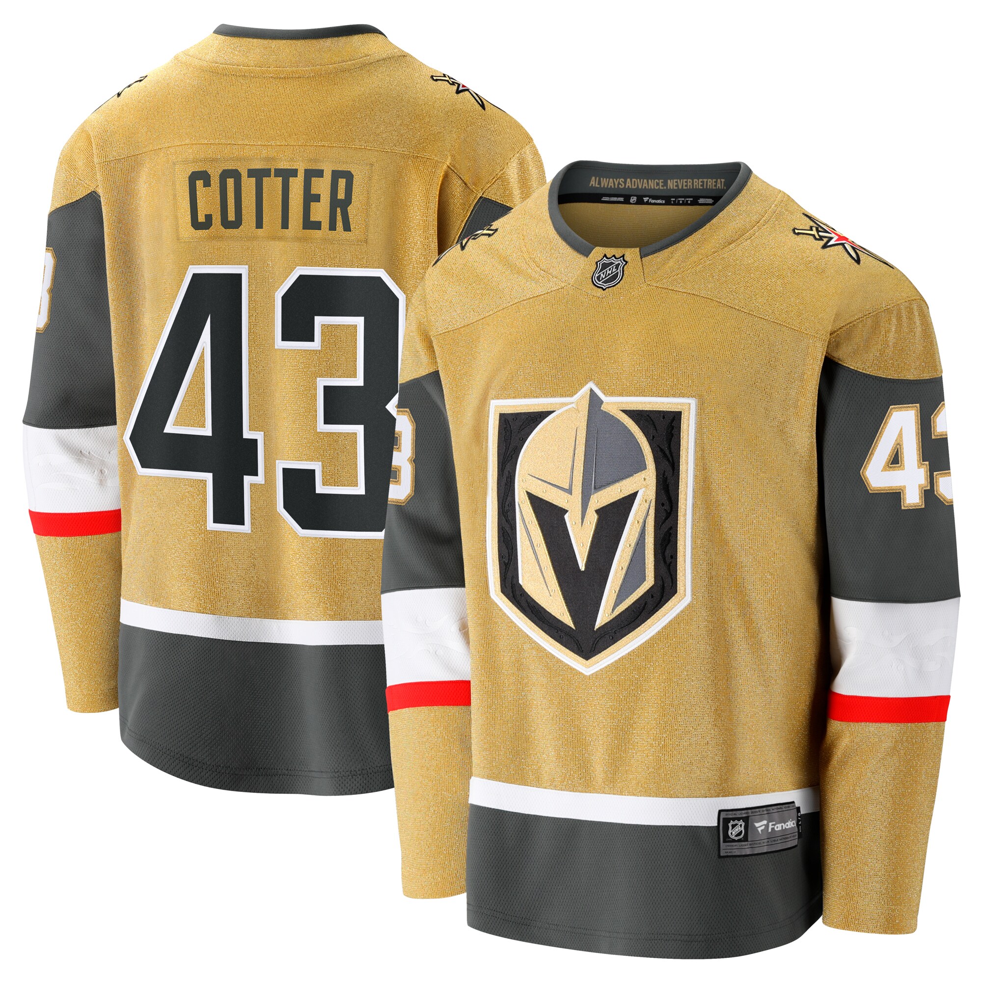 Paul Cotter Vegas Golden Knights Fanatics Premier Breakaway Player Jersey - Gold