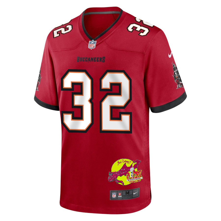 Josh Hayes 32 Tampa Bay Buccaneers Super Bowl LIX New Orleans Patch Game Men Jersey - Red
