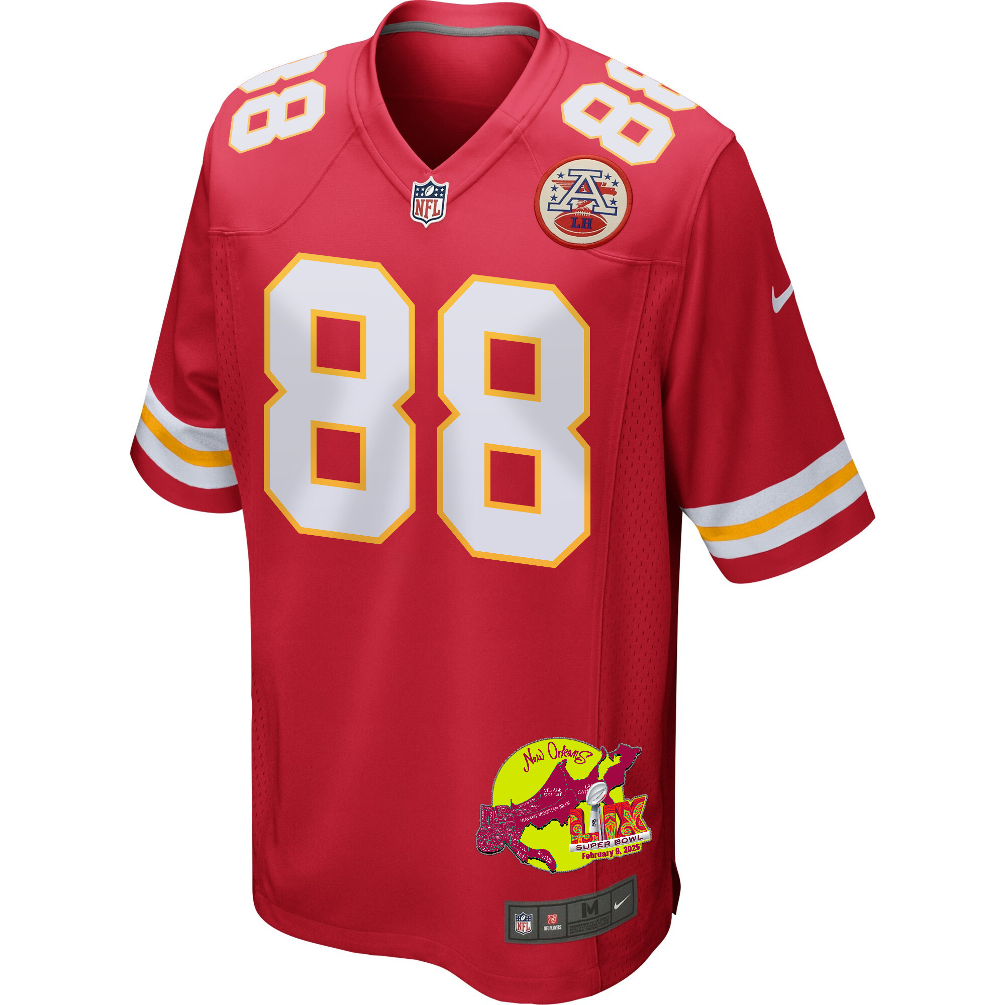 Peyton Hendershot 88 Kansas City Chiefs Super Bowl LIX New Orleans Patch Game Men Jersey - Red