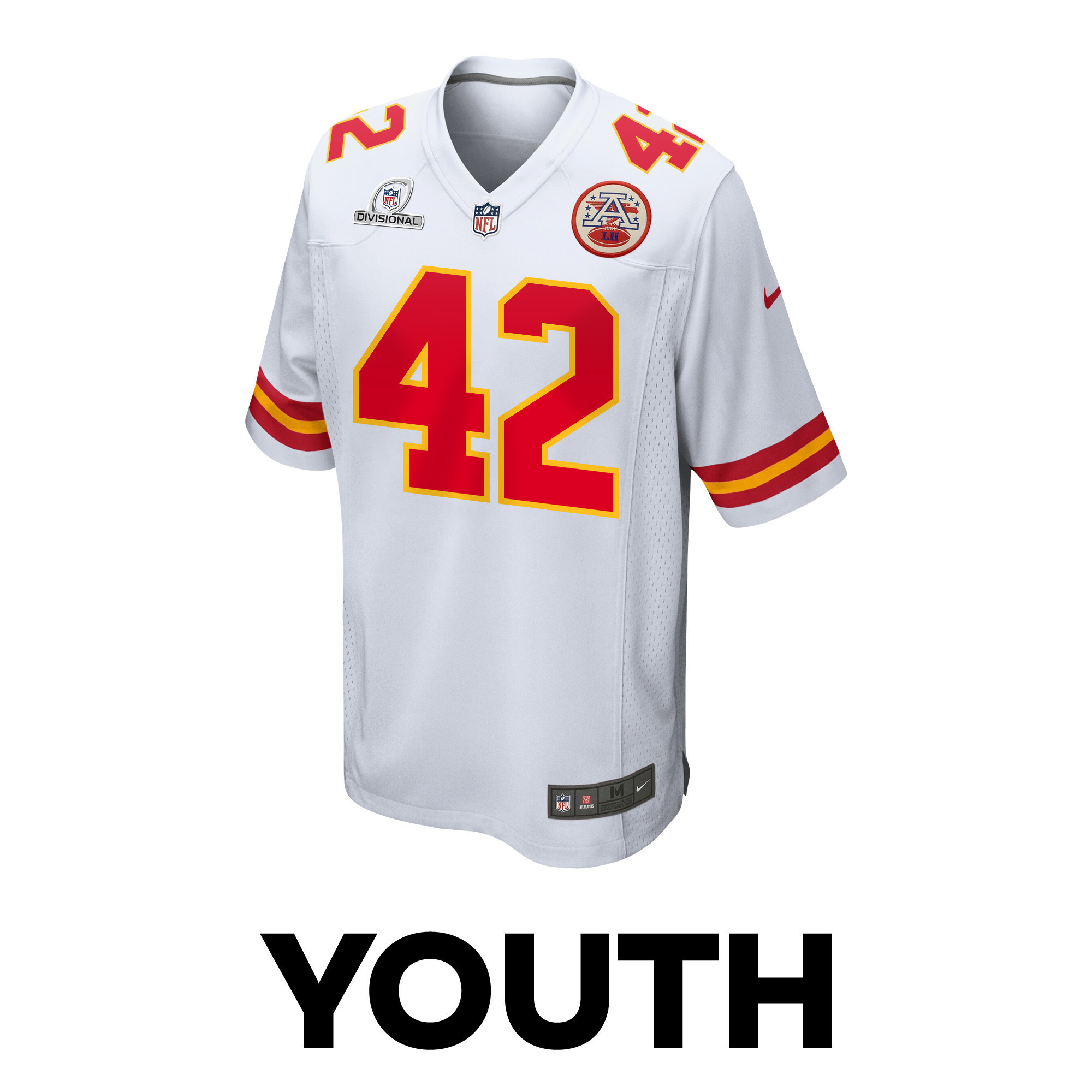 Tyree Gillespie 42 Kansas City Chiefs Super Bowl LVIII Patch Game YOUTH Jersey - White