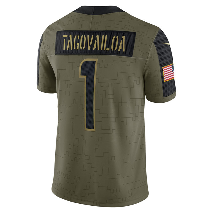 Tua Tagovailoa Miami Dolphins Salute To Service Limited Player Jersey - Olive