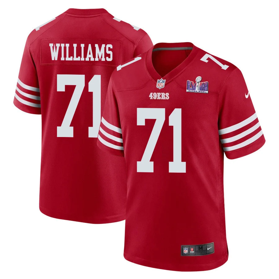 Trent Williams 71 San Francisco 49ers Super Bowl LVIII Patch Game Men Jersey - Scarlet