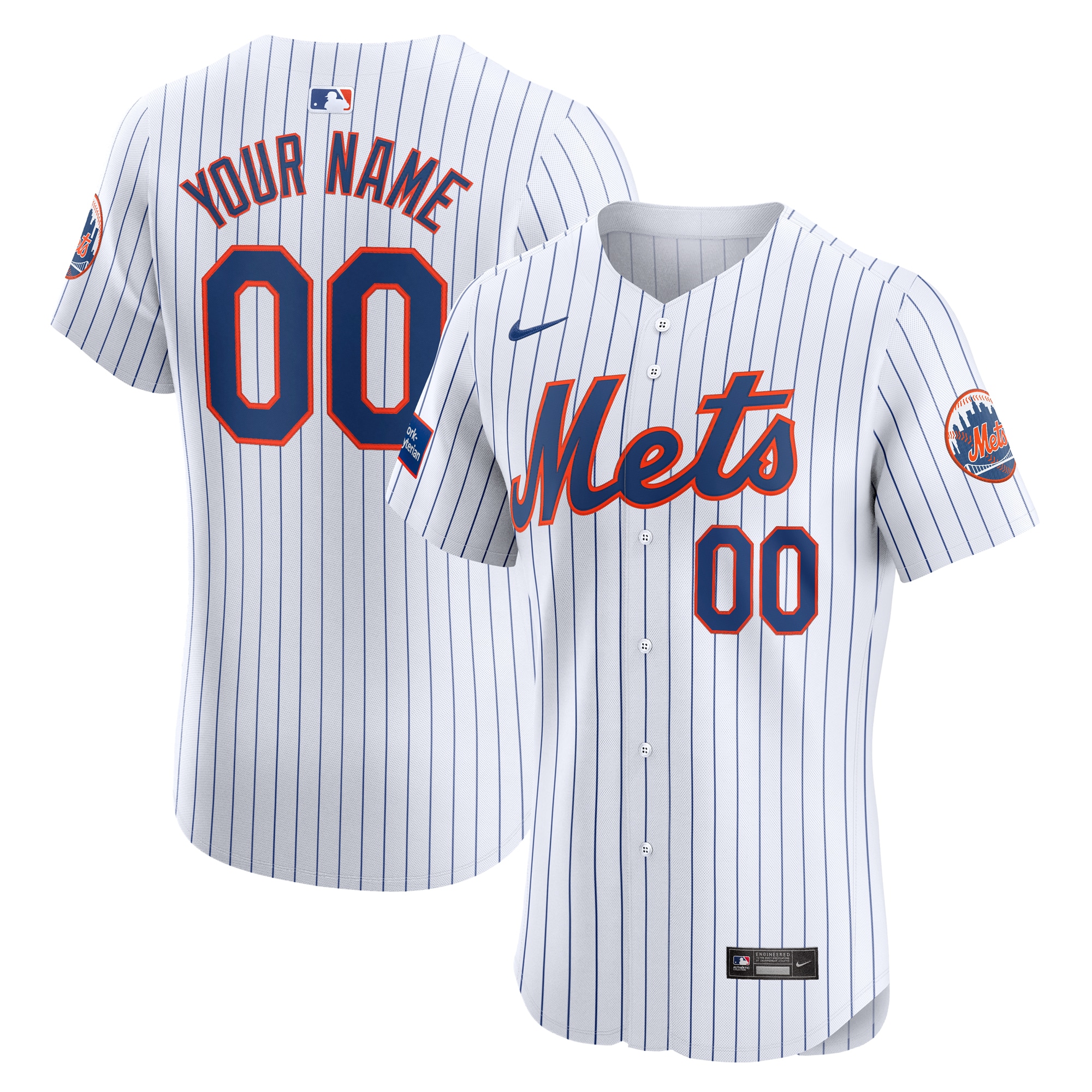 New York Mets  Home Elite Custom Patch Jersey - White