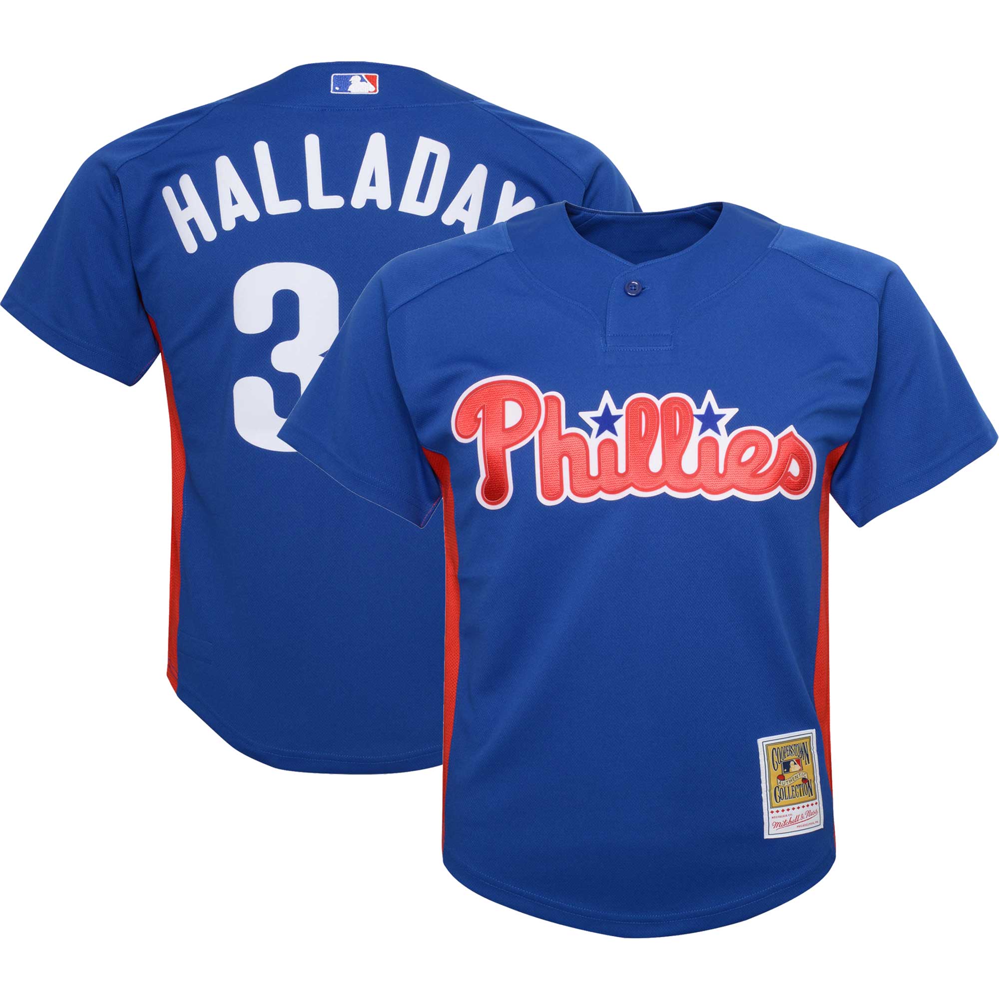 Roy Halladay Philadelphia Phillies Mitchell & Ness Youth Cooperstown CollectionMesh Batting Practice Jersey - Royal
