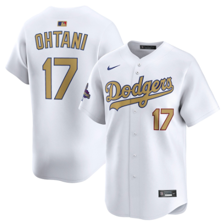 Los Angeles Dodgers Shohei Ohtani White 2025 Gold Collection Limited Jersey