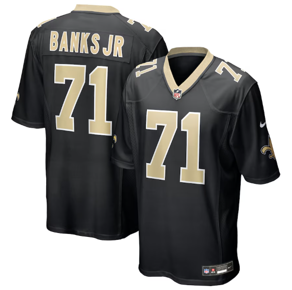 Men's Youth Women's New Orleans Saints Kelvin Banks Jr. Black 2025 Draft First Round Pick