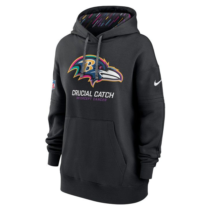Baltimore Ravens Women's 2024 Crucial Catch Club Pullover Hoodie - Black