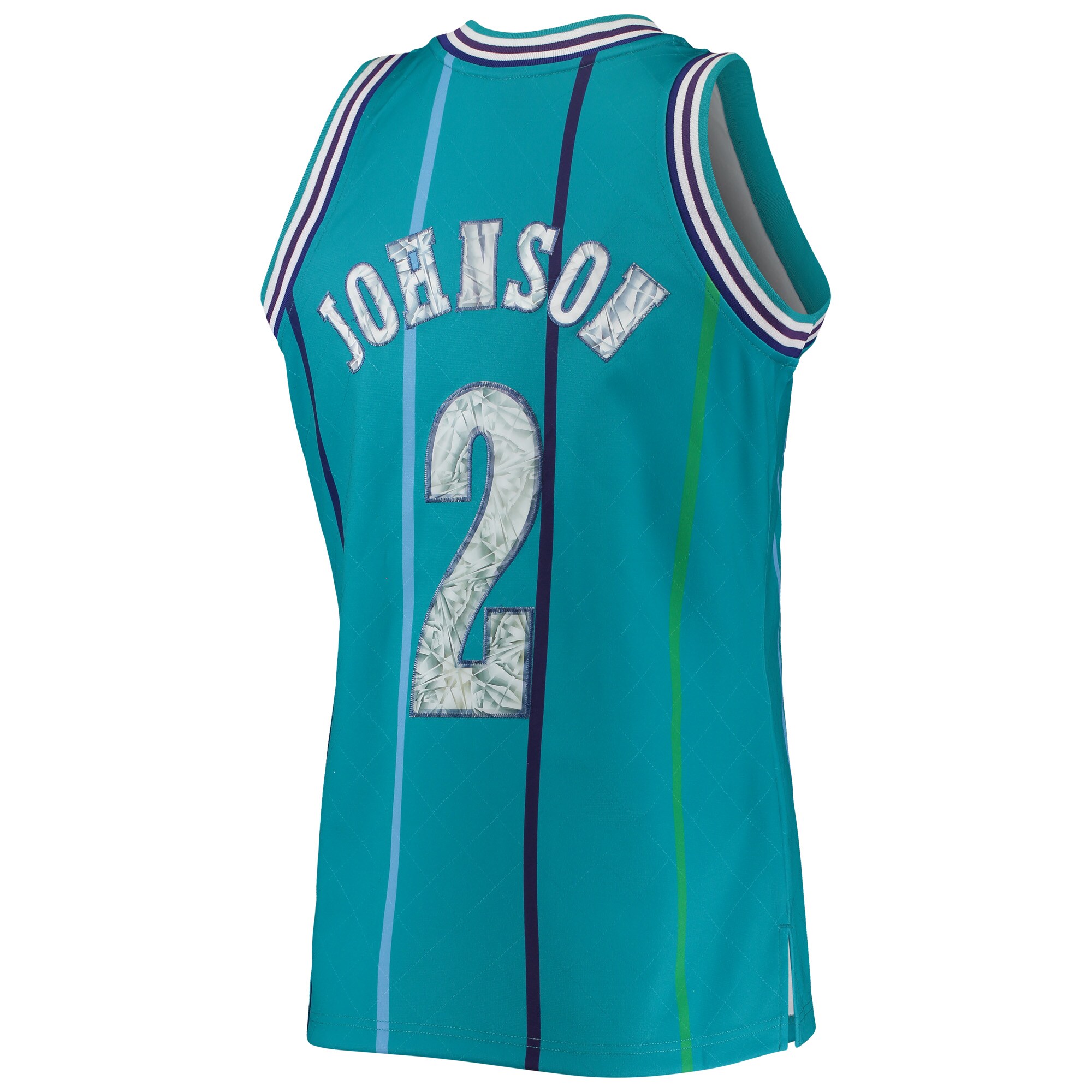Larry Johnson Charlotte Hornets Mitchell & Ness 1996\/97 Hardwood Classics NBA 75th Anniversary Diamond Swingman Jersey - Teal