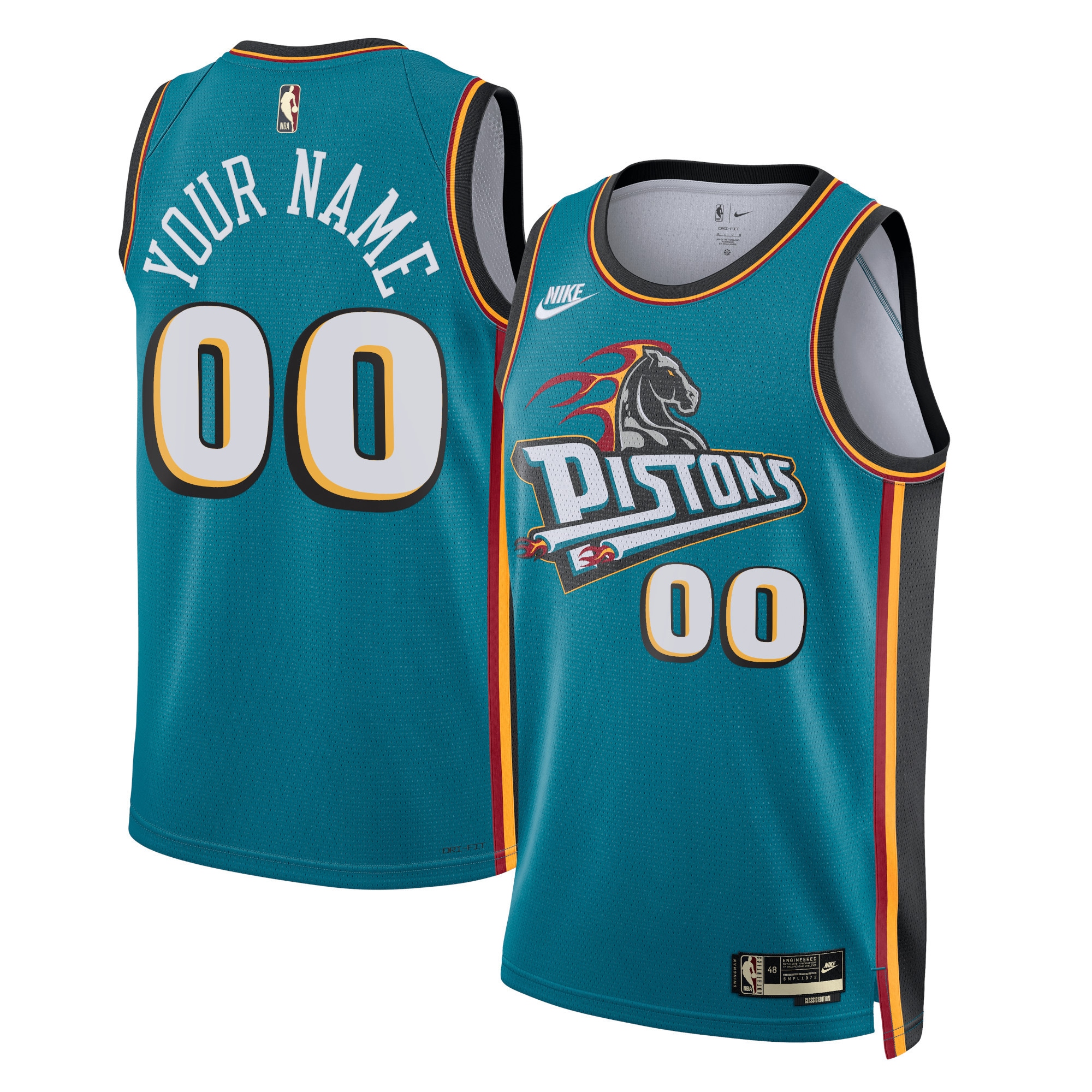 Detroit Pistons Unisex 2022\/23 Custom Swingman Jersey - Classic Edition - Teal