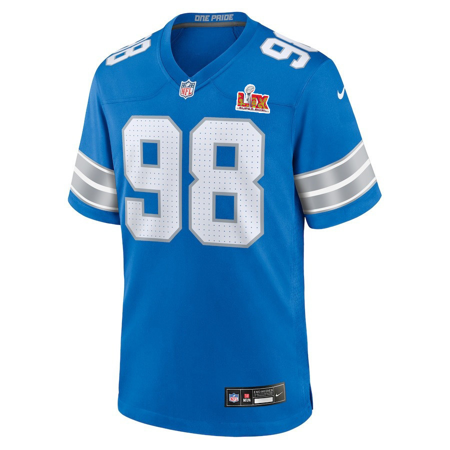 DJ Reader #98 Detroit Lions Super Bowl LIX Jersey - Men's - Blue
