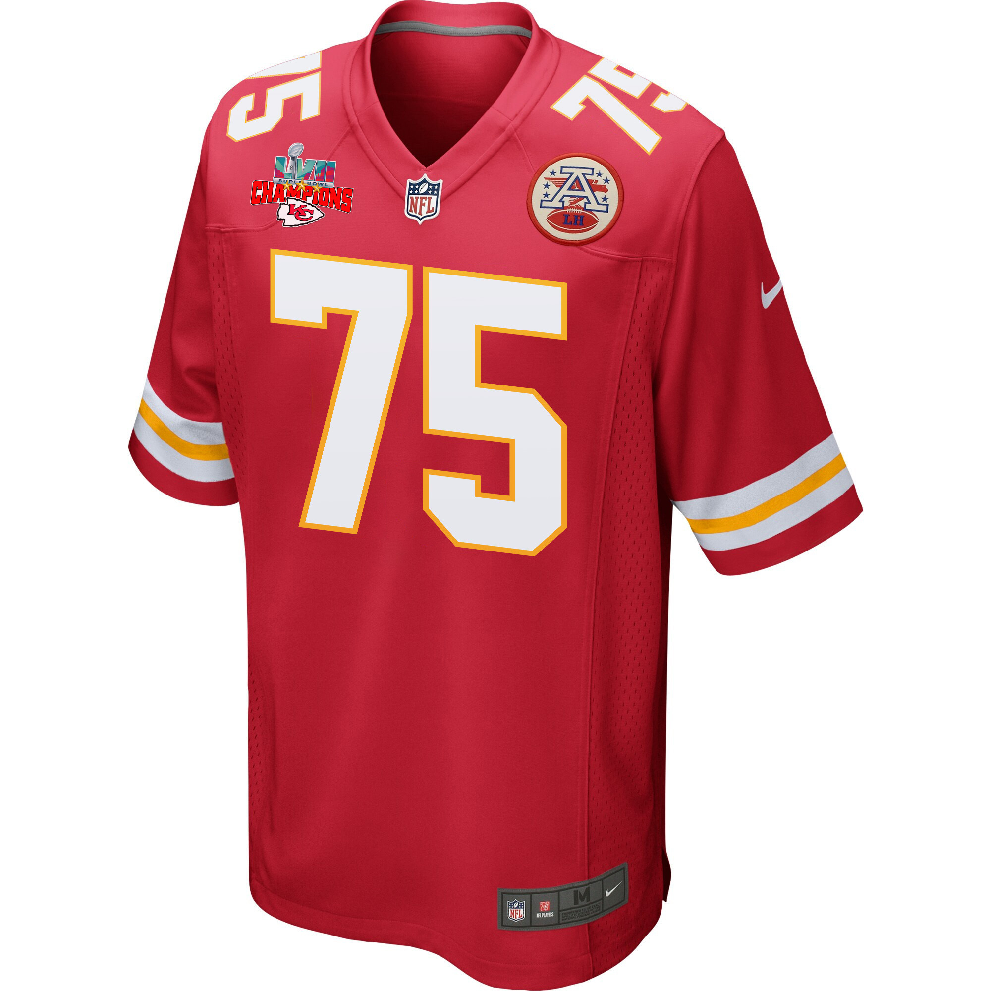 Darian Kinnard 75 Kansas City Chiefs Super Bowl LVII Champions 3 Stars Men Game Jersey - Red
