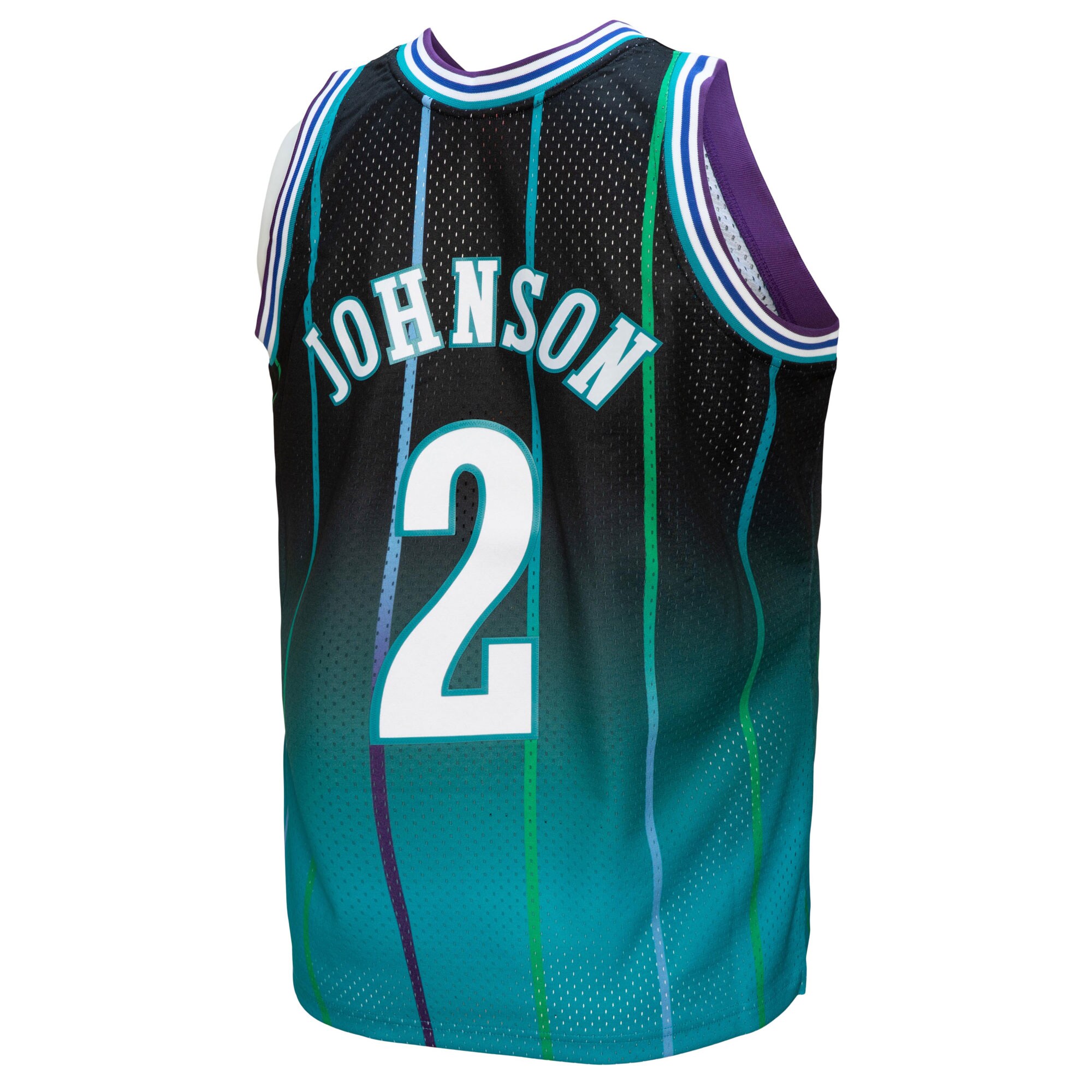 Larry Johnson Charlotte Hornets Mitchell & Ness 1992\/93 Hardwood Classics Fadeaway Swingman Player Jersey - Teal\/Black