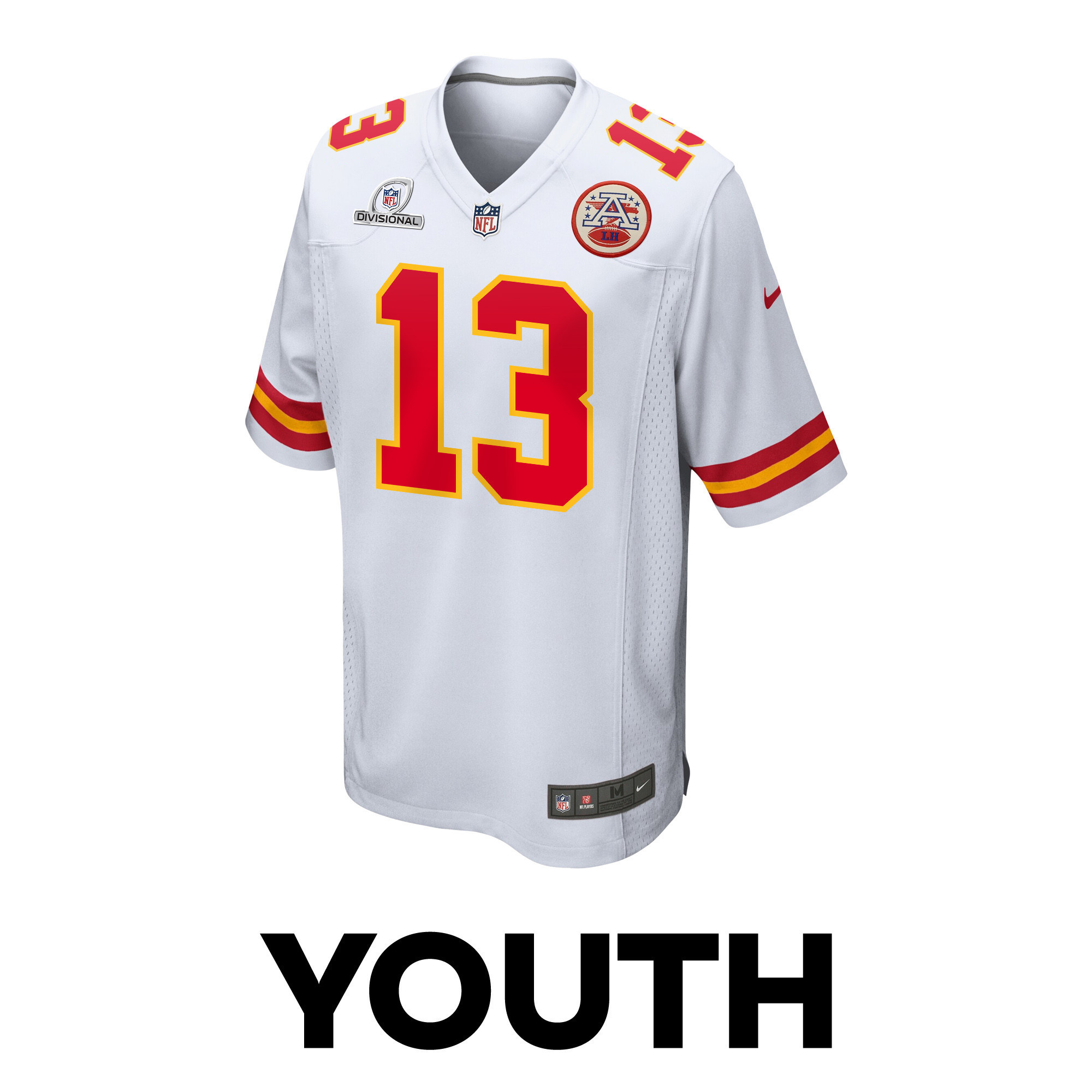 Nazeeh Johnson 13 Kansas City Chiefs Super Bowl LVIII Patch Game YOUTH Jersey - White