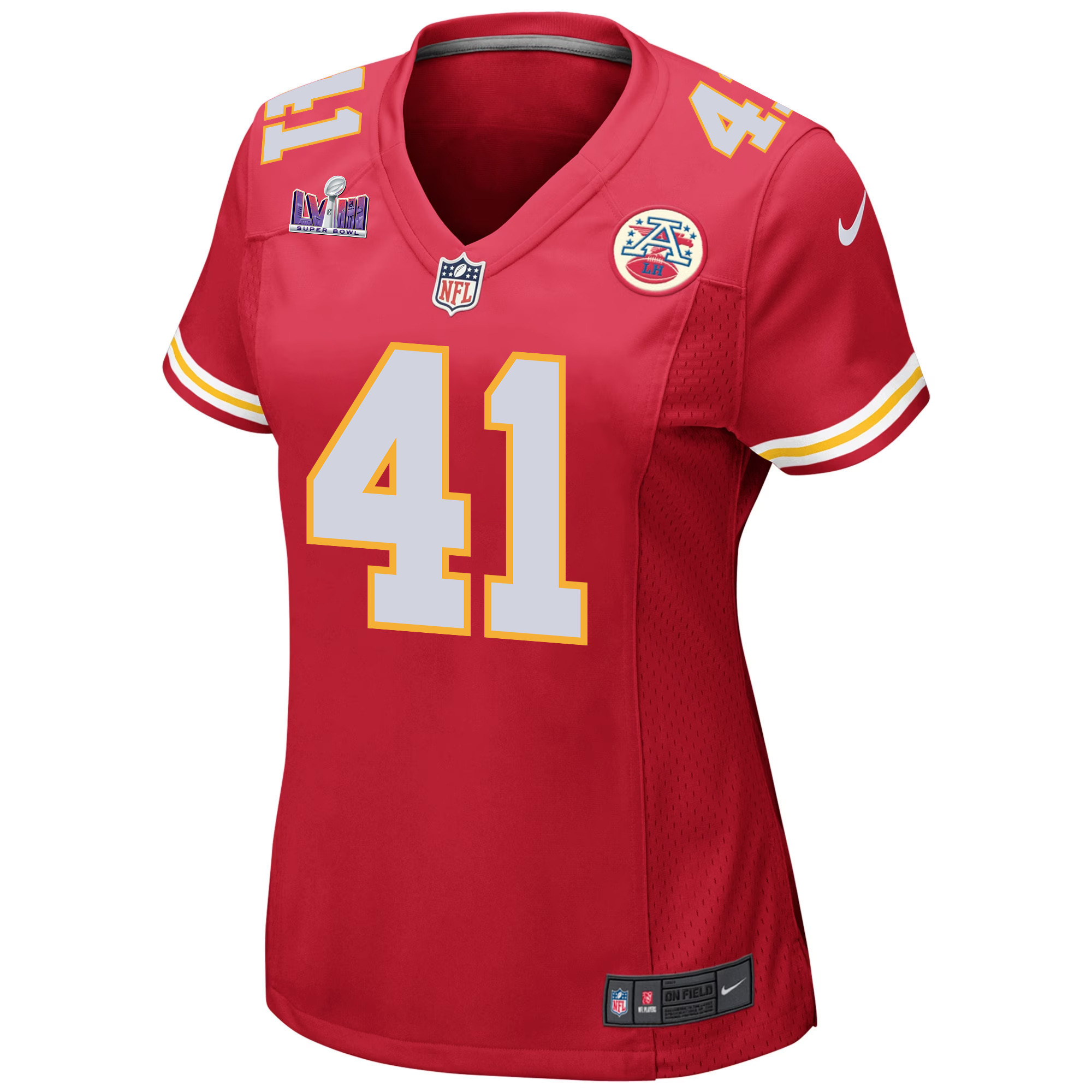 James Winchester 41 Kansas City Chiefs Super Bowl LVIII Patch Game Women Jersey - Red