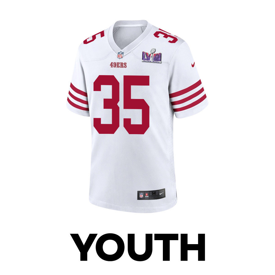 Erik Harris 35 San Francisco 49ers Super Bowl LVIII Patch Game YOUTH Jersey - White