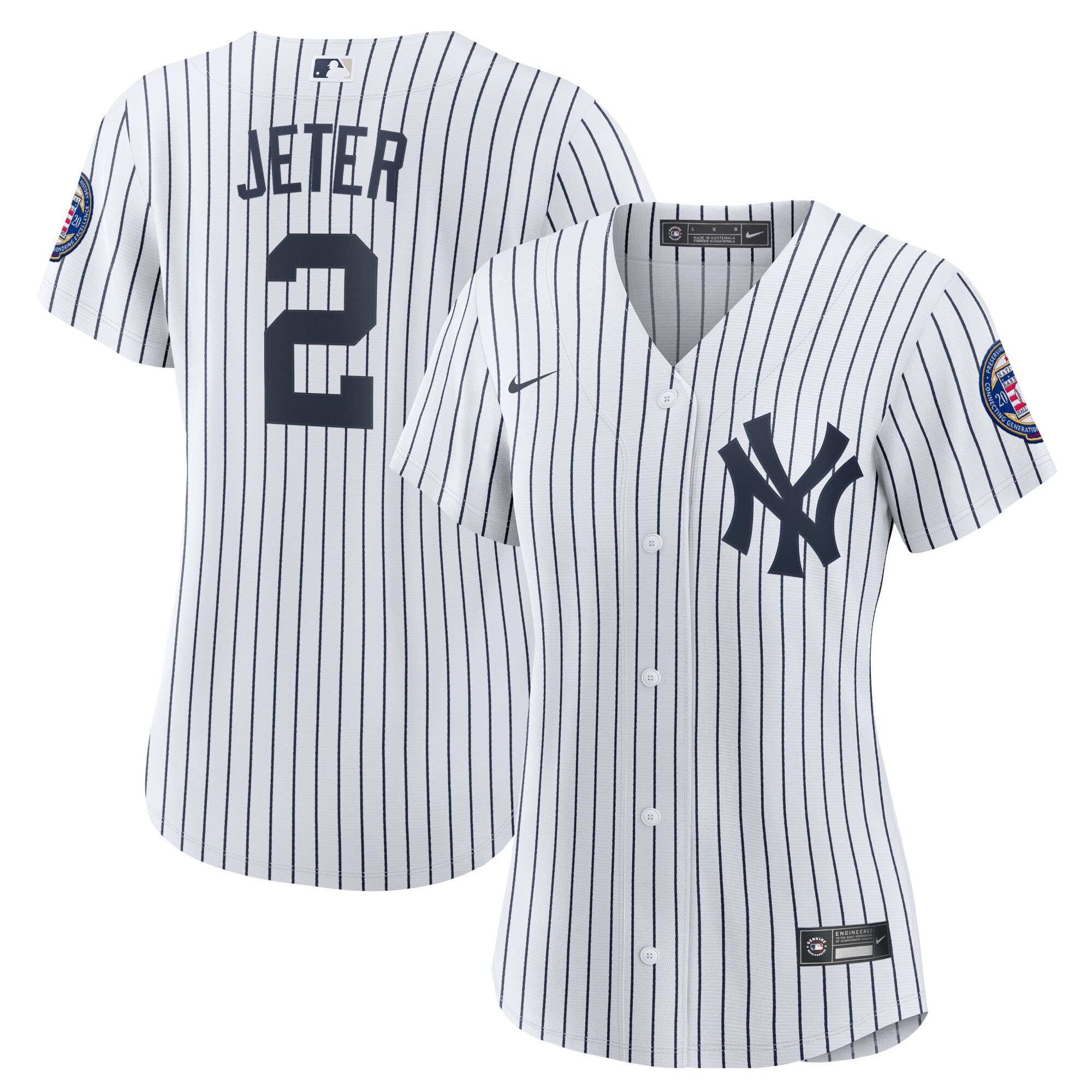 Derek Jeter New York Yankees Women's 2020 Hall of Fame Induction Home Replica Player Name Jersey - White\/Navy