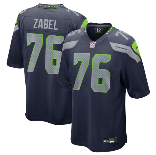 Men's Youth Women's Seattle Seahawks Grey Zabel College Navy 2025 Draft First Round Pick Game