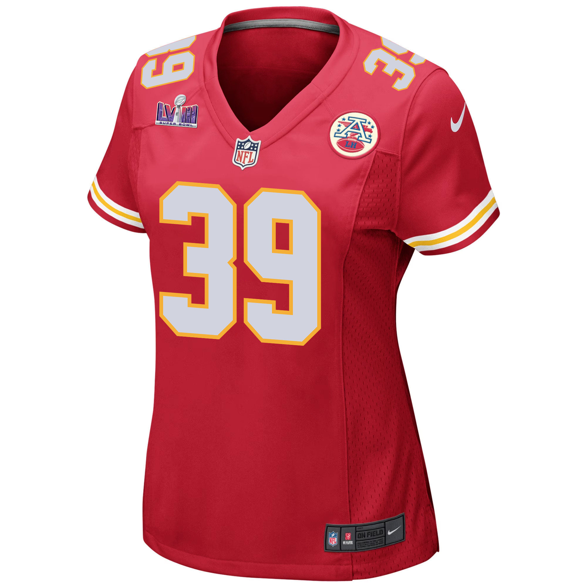 Keith Taylor 39 Kansas City Chiefs Super Bowl LVIII Patch Game Women Jersey - Red