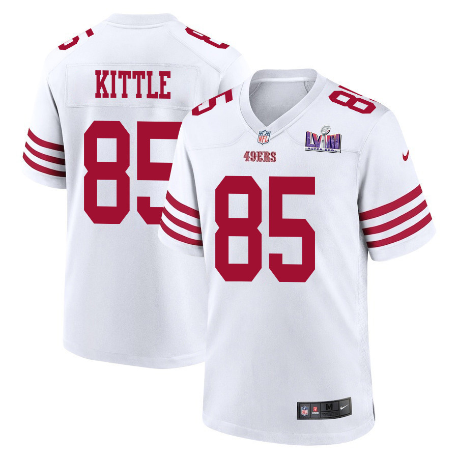 George Kittle 85 San Francisco 49ers Super Bowl LVIII Patch Game Men Jersey - White