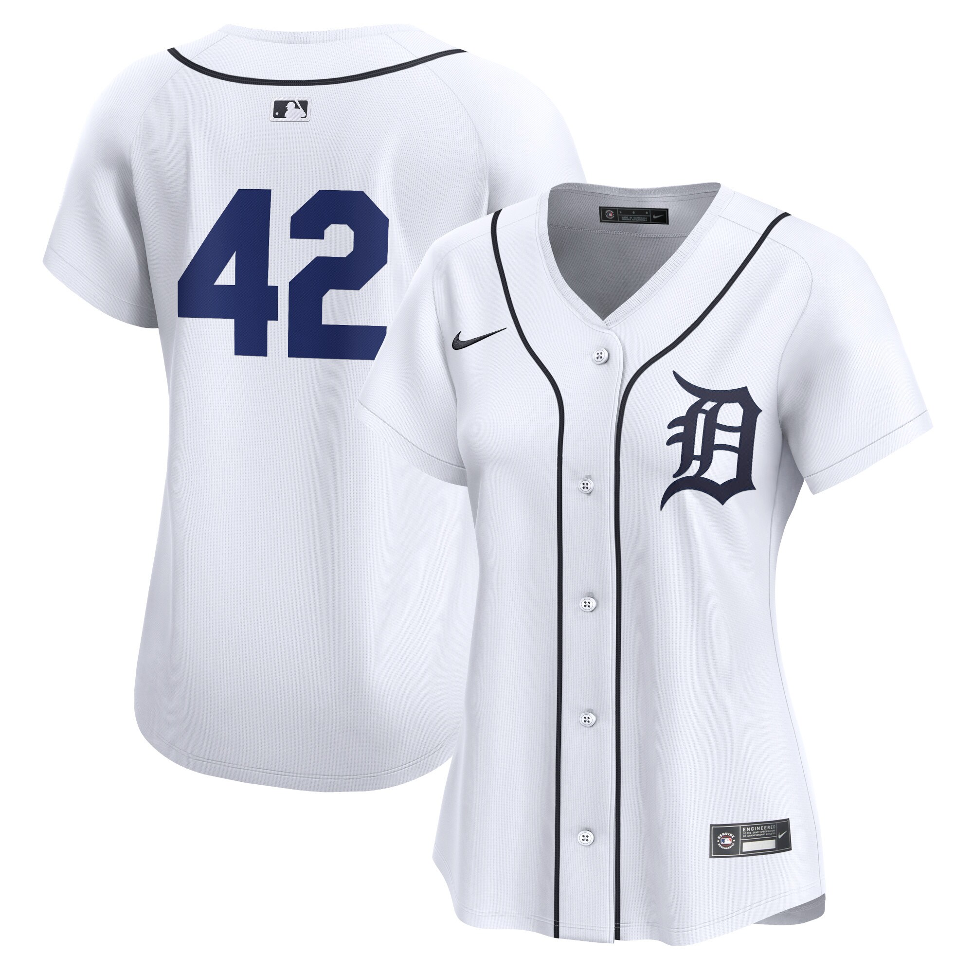 Detroit Tigers Women's 2024 Jackie Robinson Day Home Limited Jersey White