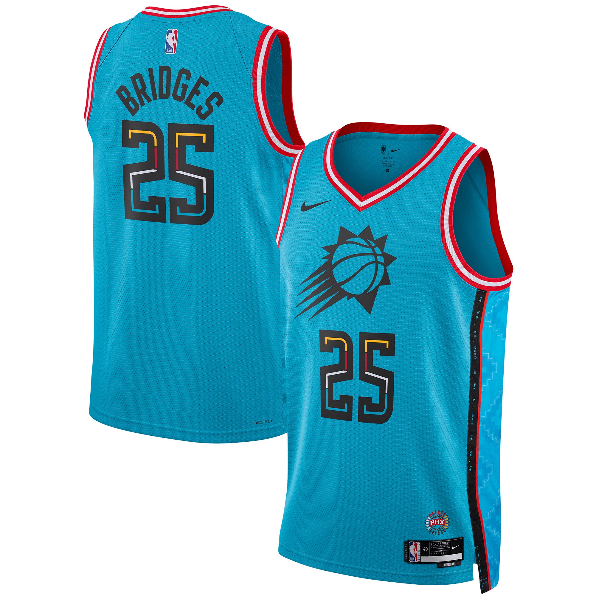 Mikal Bridges Phoenix Suns Unisex 2022\/23 Swingman Jersey - City Edition - Turquoise