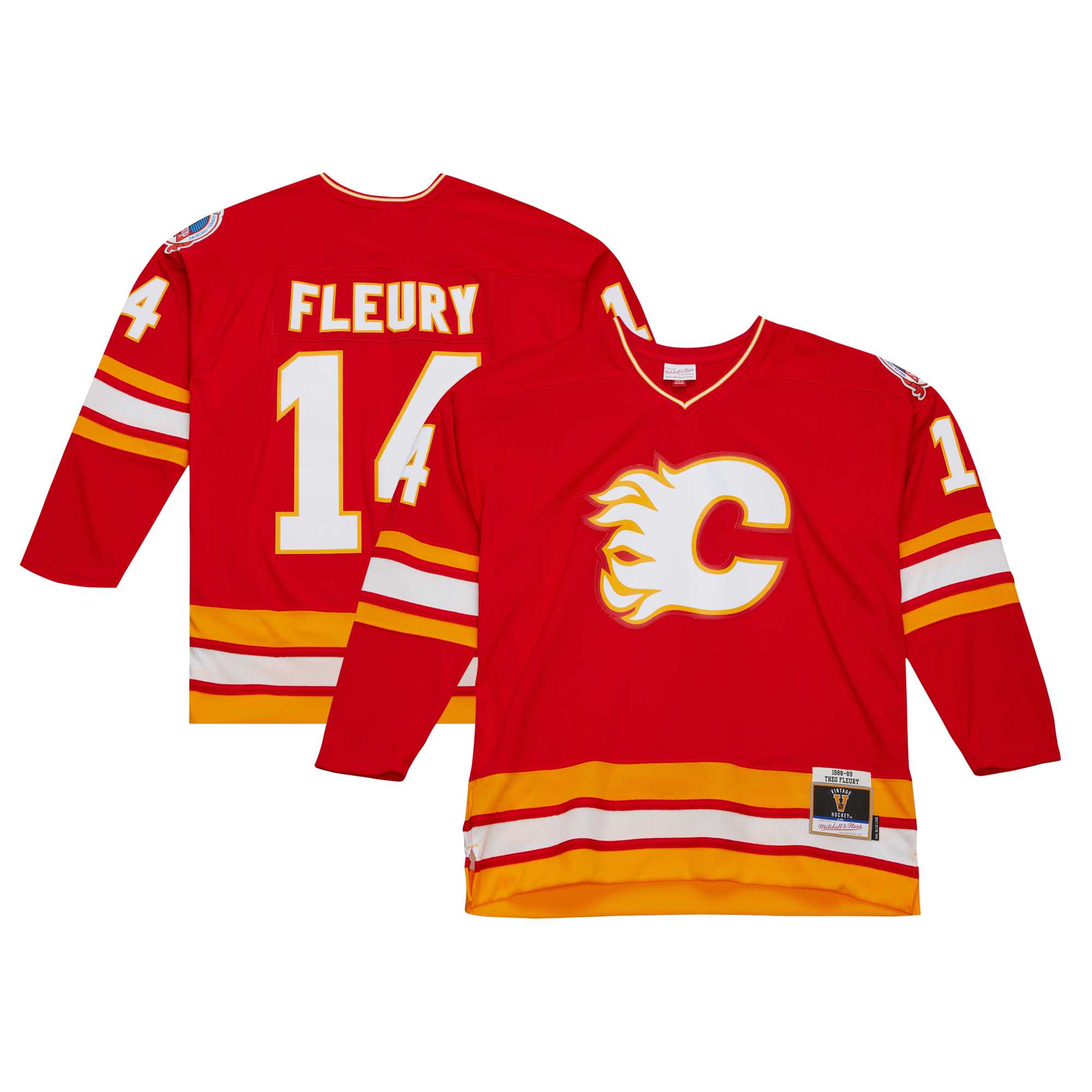 Theoren Fleury Calgary Flames Mitchell & Ness 1988\/89 Blue Line Player Jersey - Red