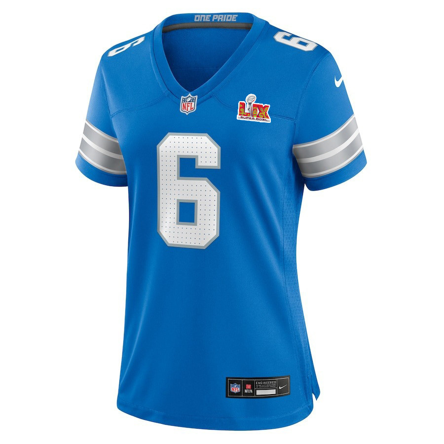 Ifeatu Melifonwu #6 Detroit Lions Super Bowl LIX Women's Jersey - Blue