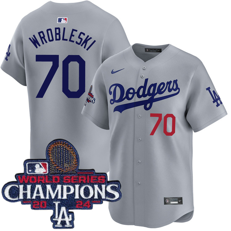 Justin Wrobleski Los Angeles Dodgers Alternate Road Limited World Series Champions Jersey