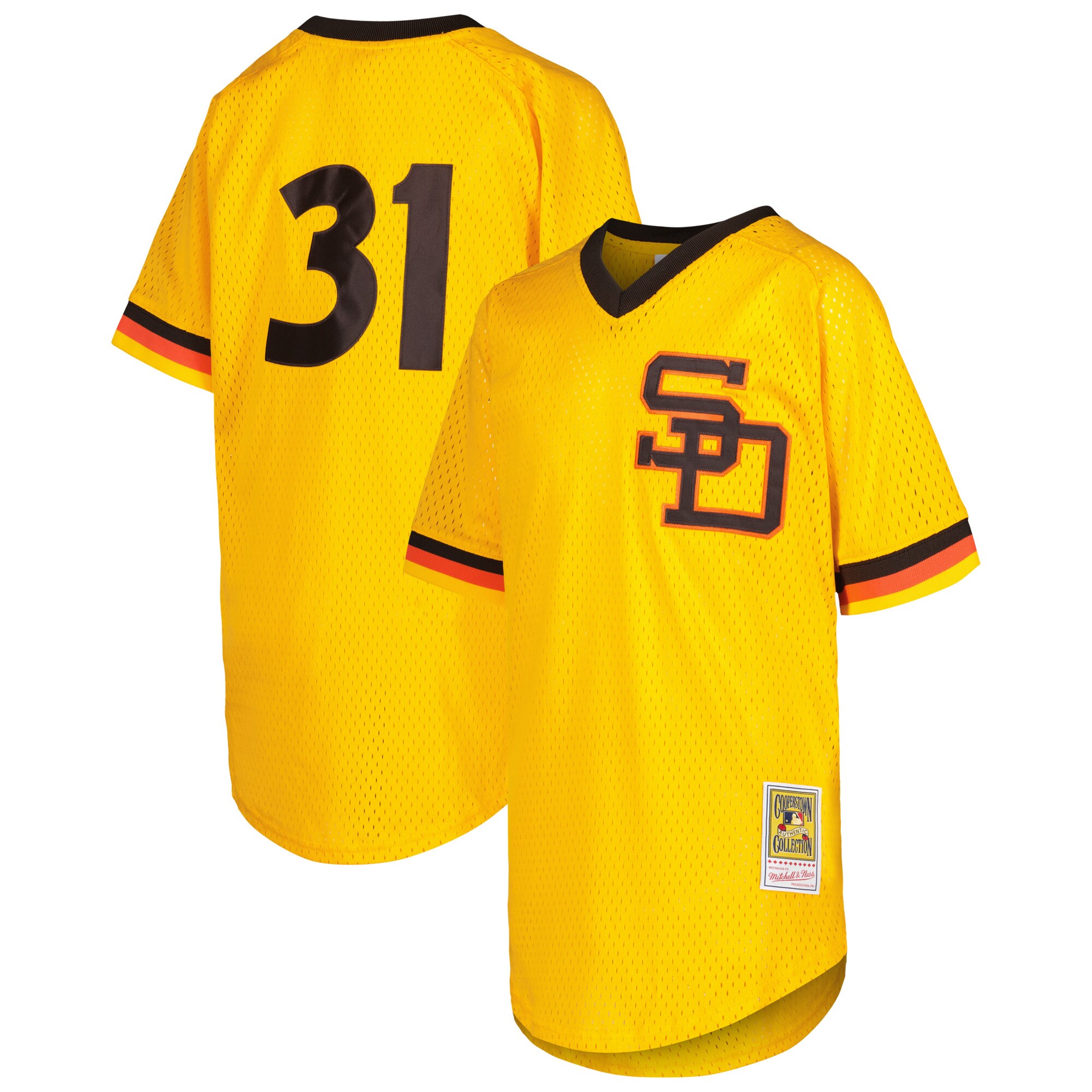 Dave Winfield San Diego Padres Mitchell & Ness Youth Cooperstown CollectionMesh Batting Practice Jersey - Gold