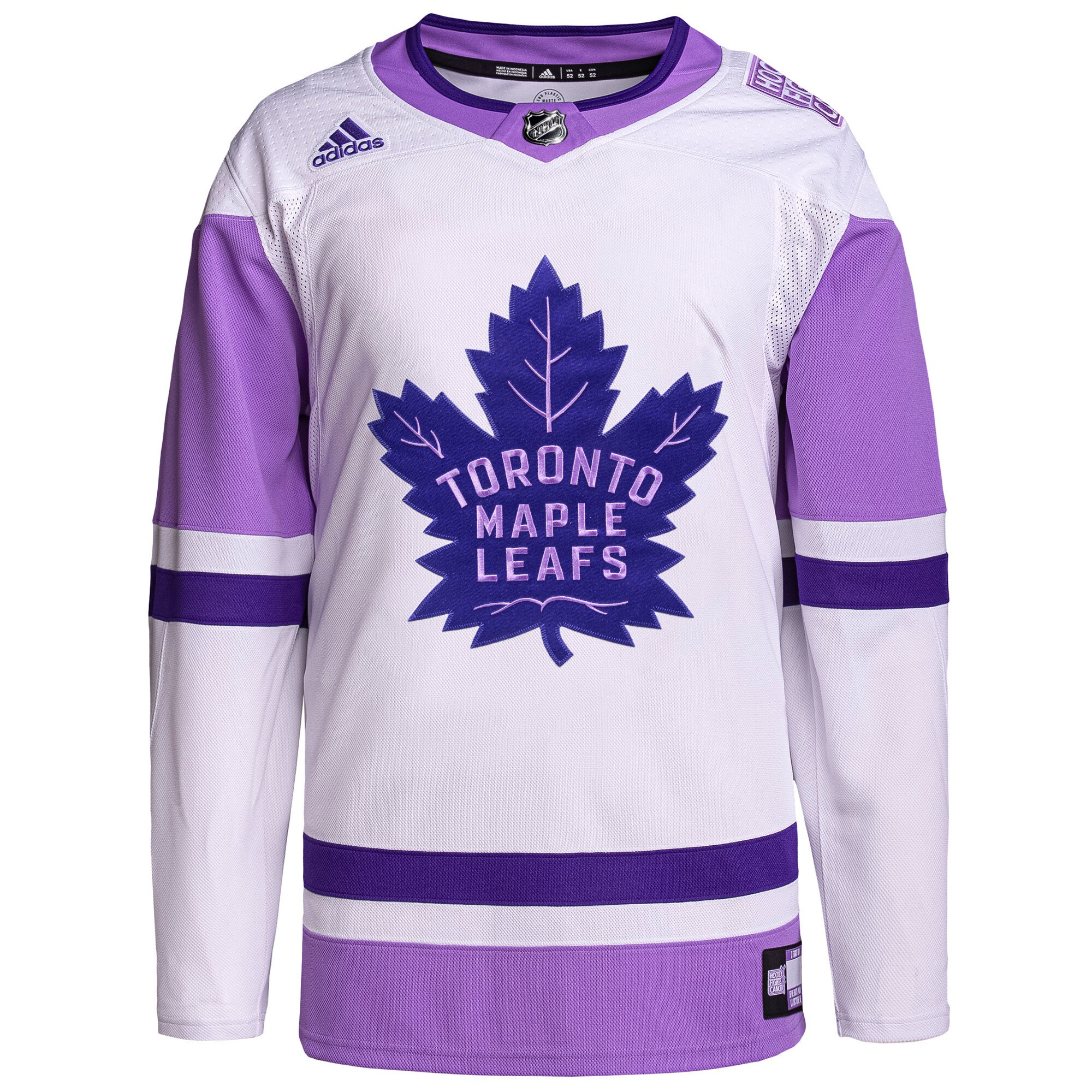 Toronto Maple Leafs adidas Hockey Fights Cancer Primegreen Authentic Custom Jersey - White\/Purple