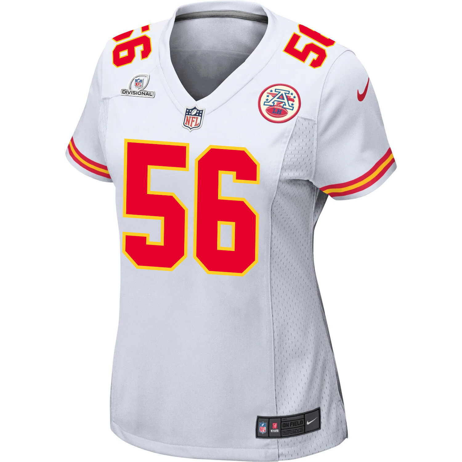 George Karlaftis 56 Kansas City Chiefs Super Bowl LVIII Patch Game Women Jersey - White