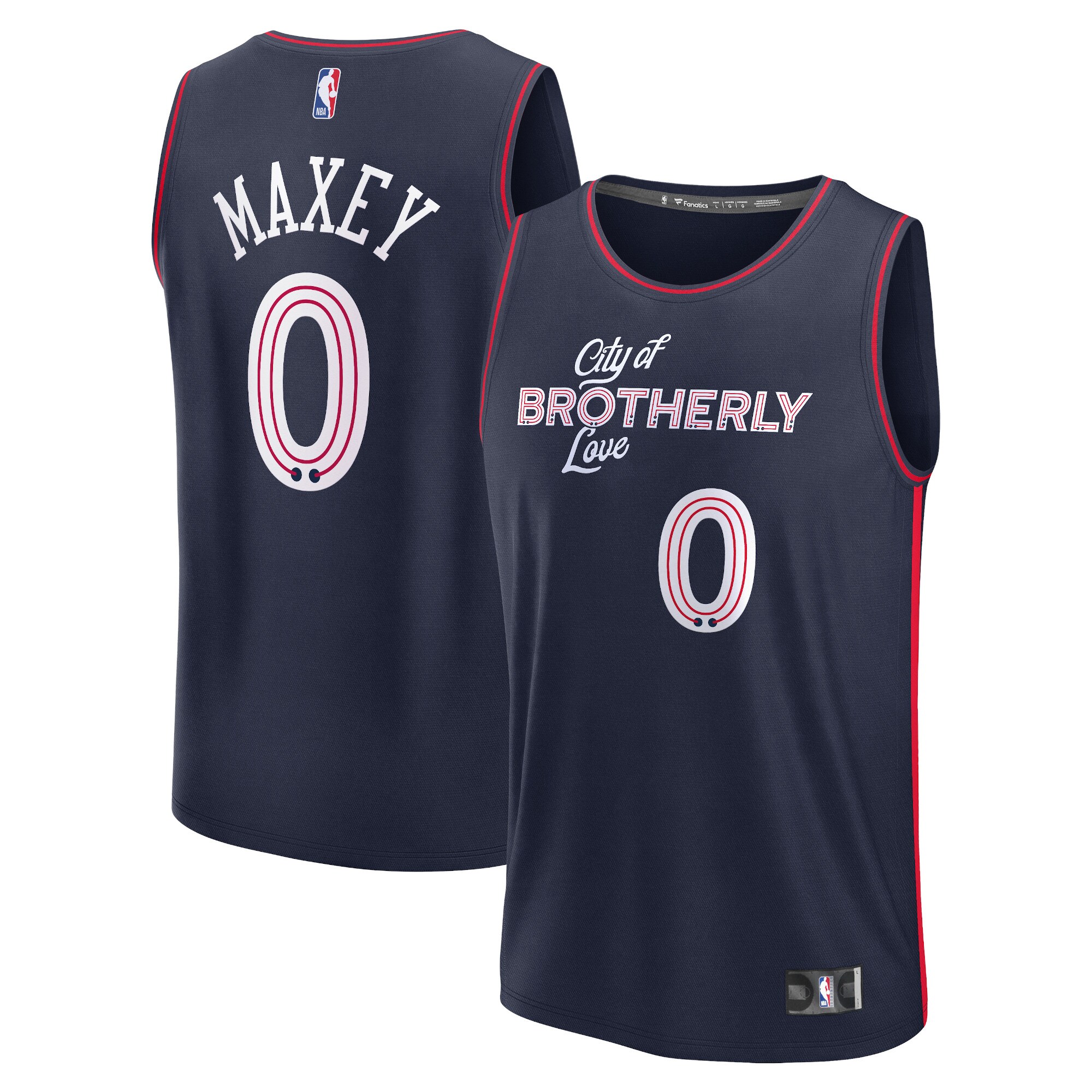 Tyrese Maxey Philadelphia 76ers Fanatics Youth 2023\/24 Fast Break Jersey - Navy - City Edition